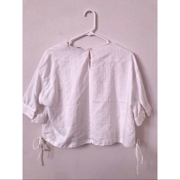 Zara White Crop Shirt Large - Picture 3 of 5